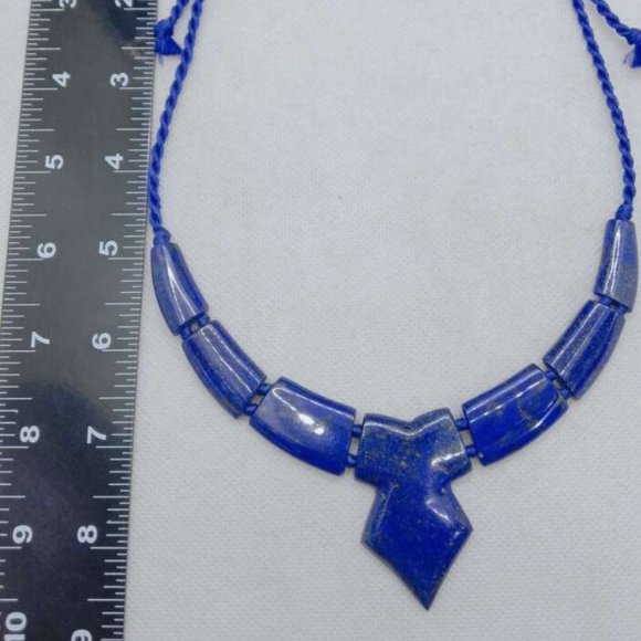 Lapis Lazuli Choker: Vintage Tribal Jewelry with Stones - Picture 6 of 9